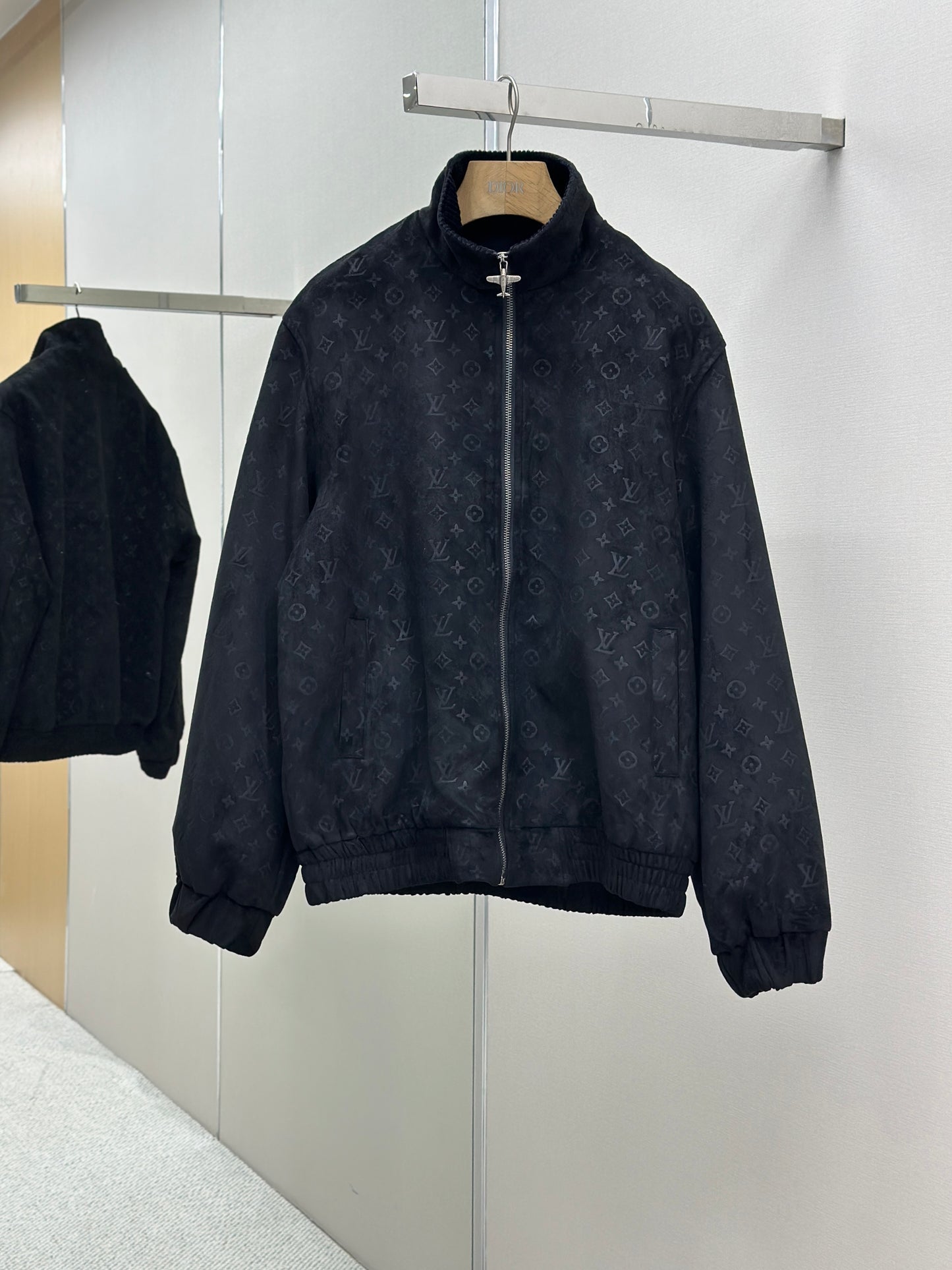 LOUI*V Monogram Debossed Suede Tracksuit Jacket