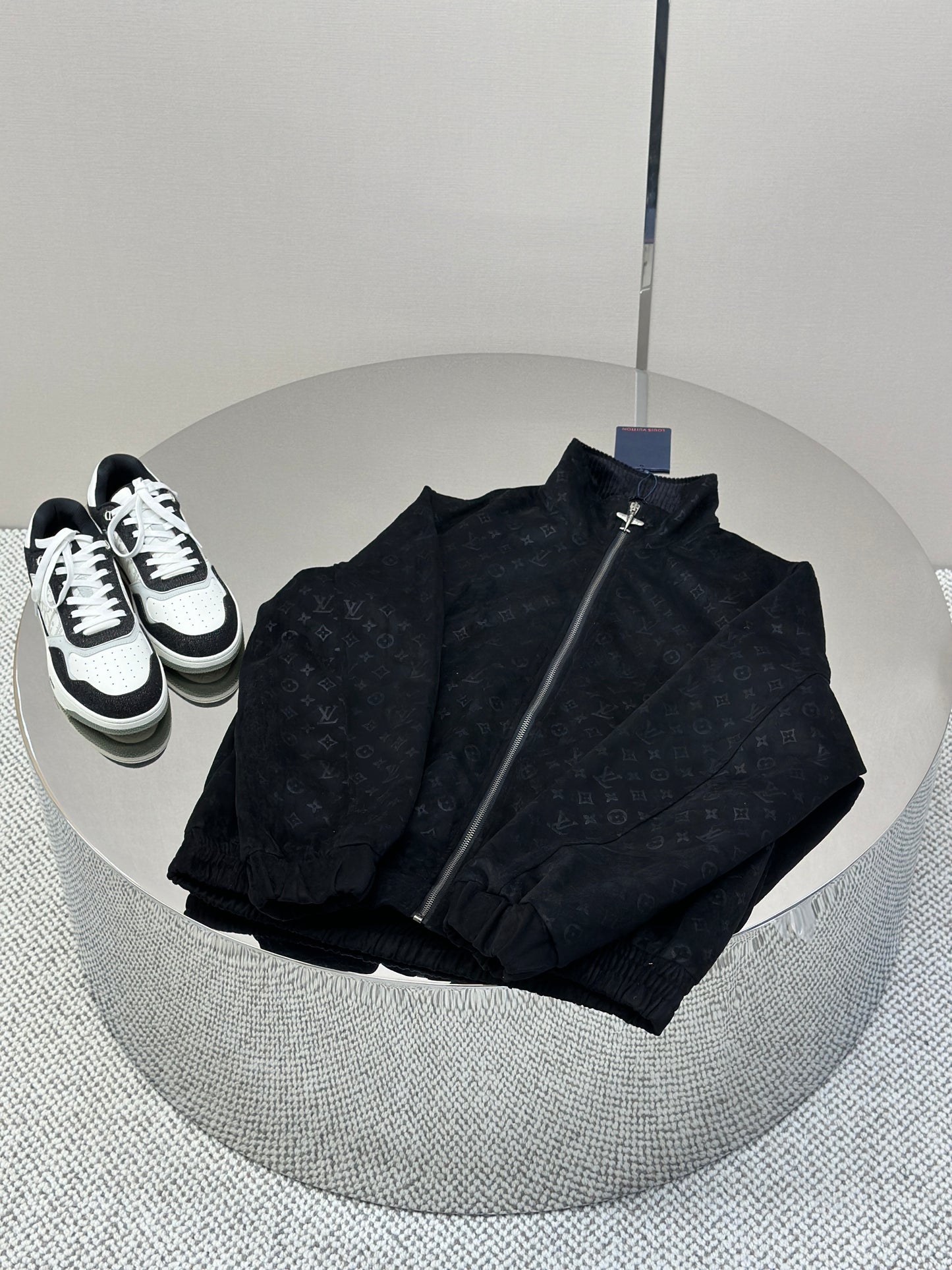 LOUI*V Monogram Debossed Suede Tracksuit Jacket