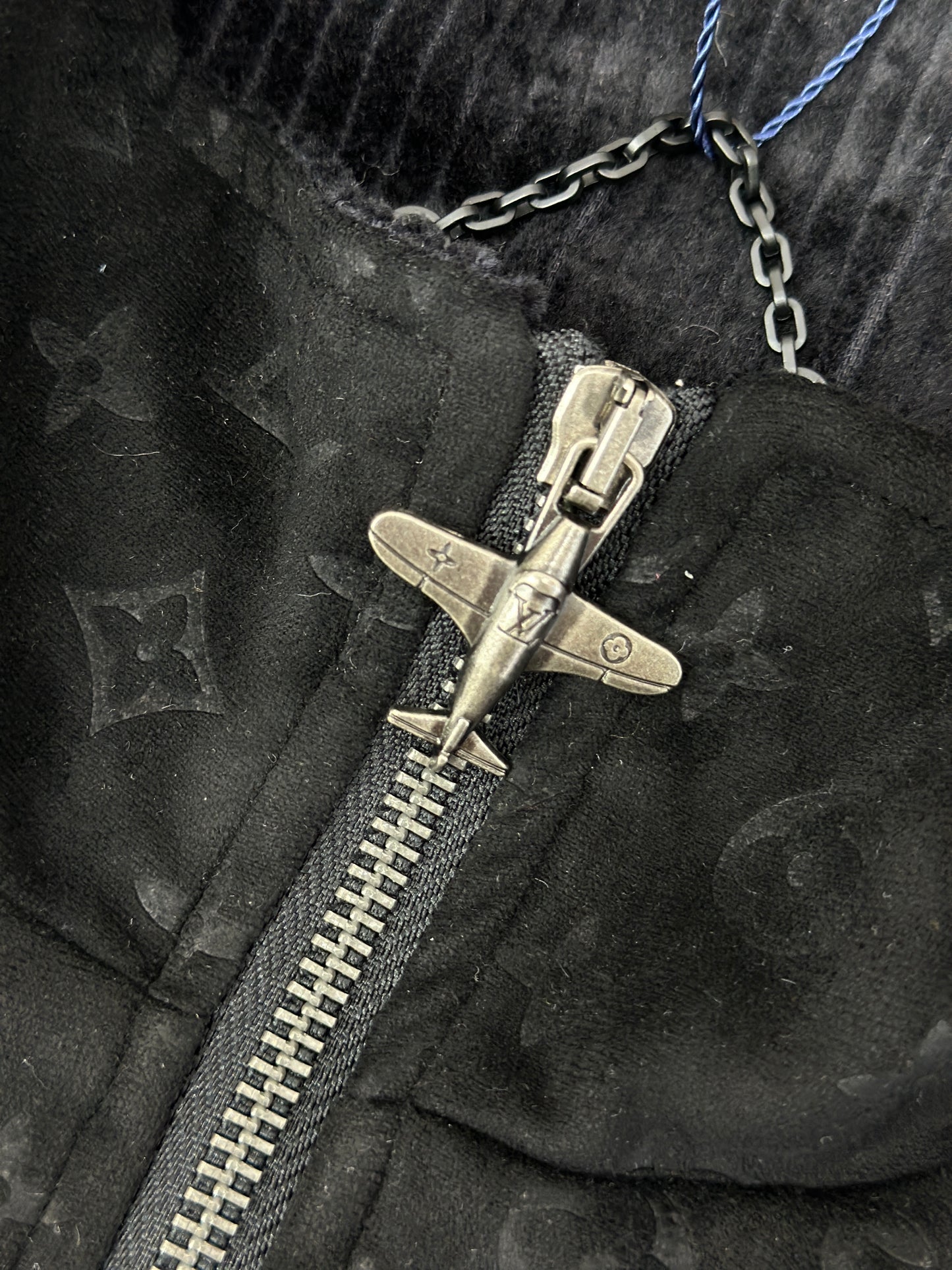 LOUI*V Monogram Debossed Suede Tracksuit Jacket
