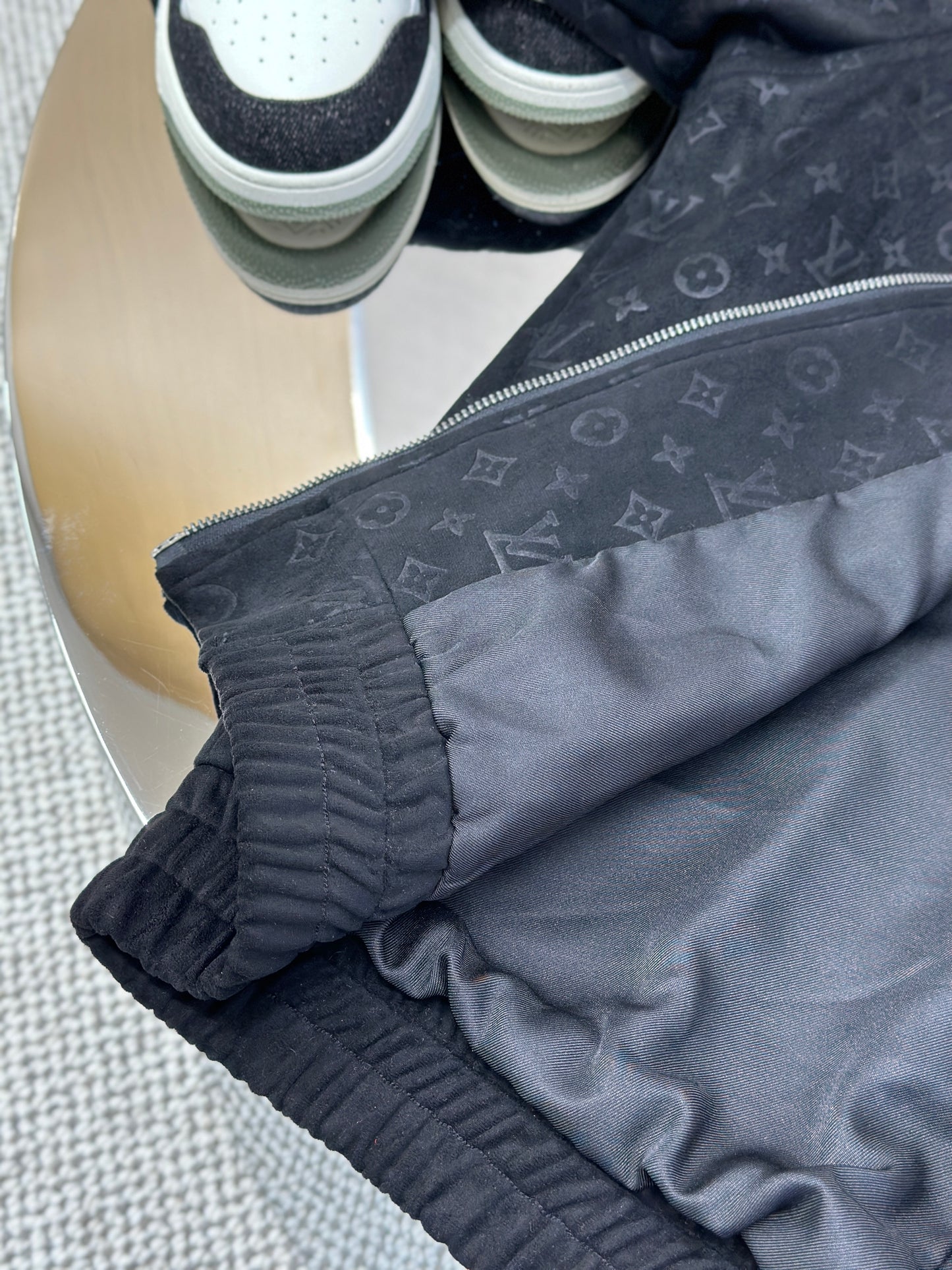 LOUI*V Monogram Debossed Suede Tracksuit Jacket