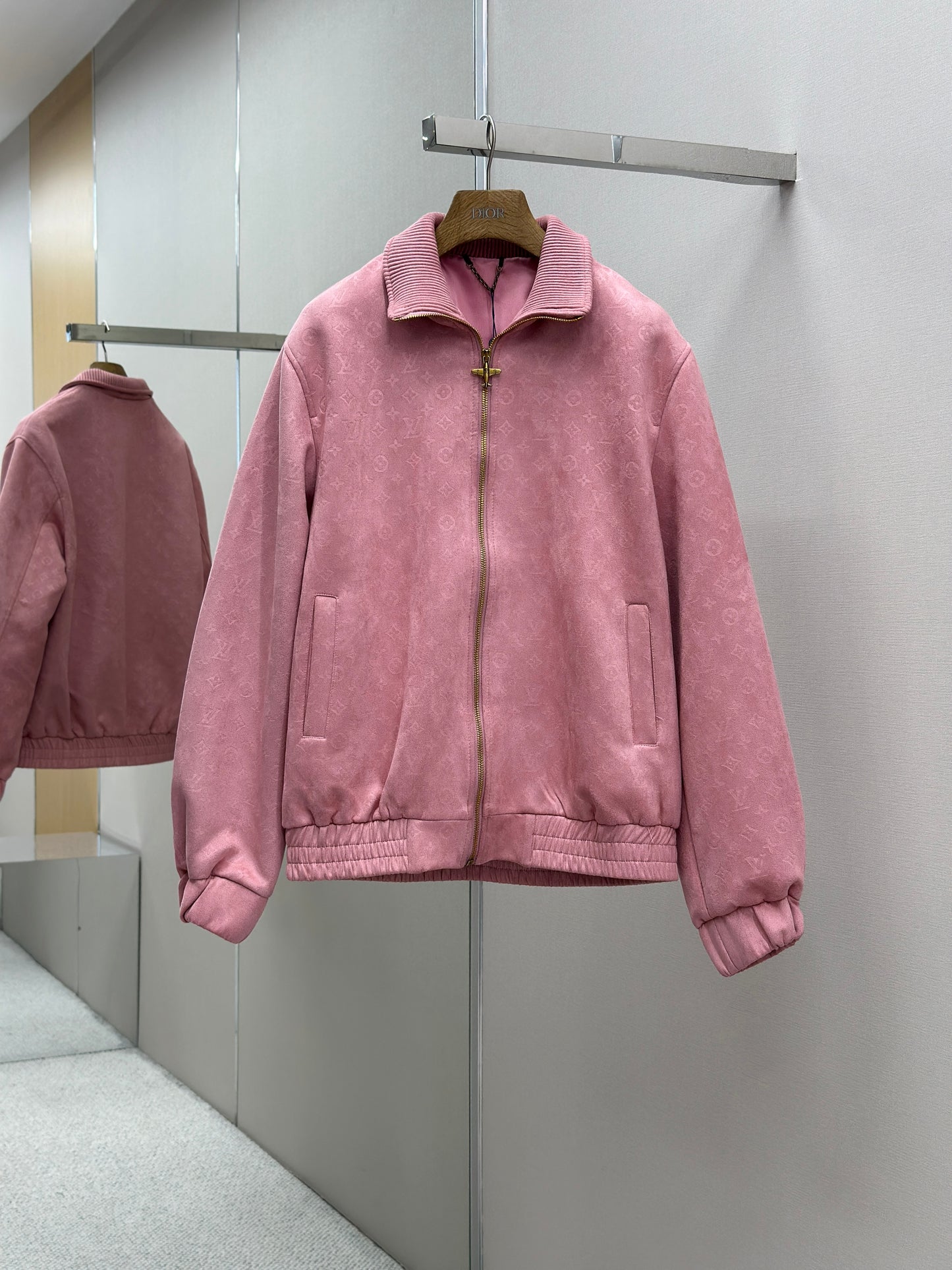 LOUI*V Monogram Debossed Suede Tracksuit Jacket
