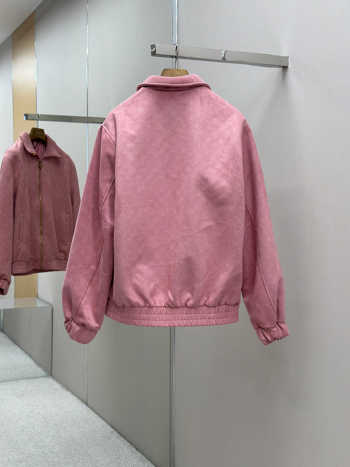LOUI*V Monogram Debossed Suede Tracksuit Jacket