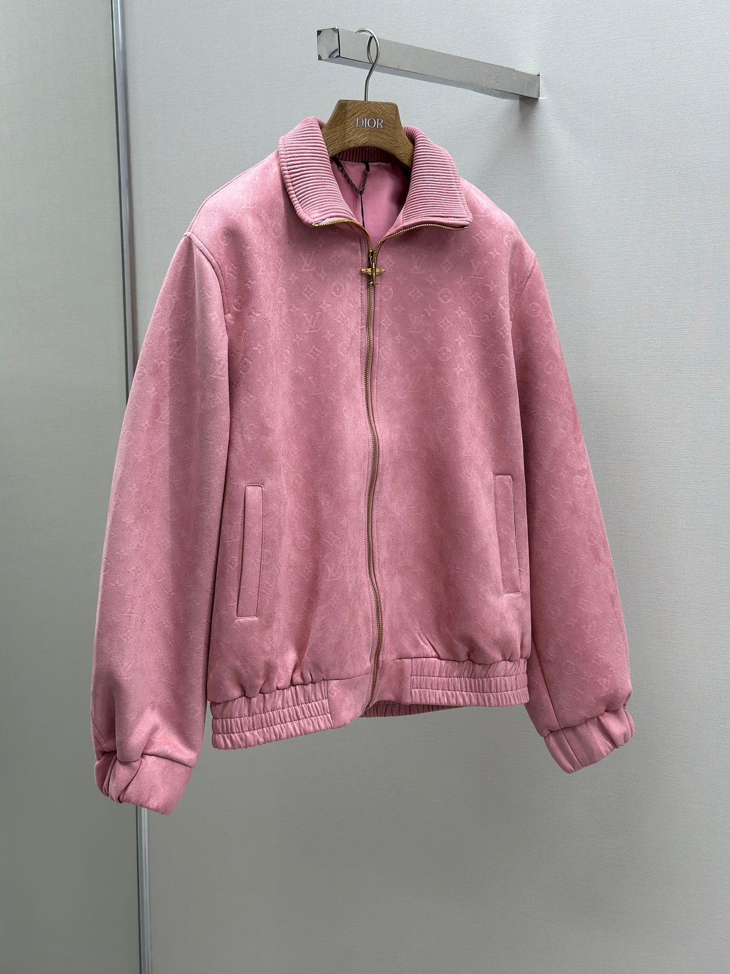 LOUI*V Monogram Debossed Suede Tracksuit Jacket