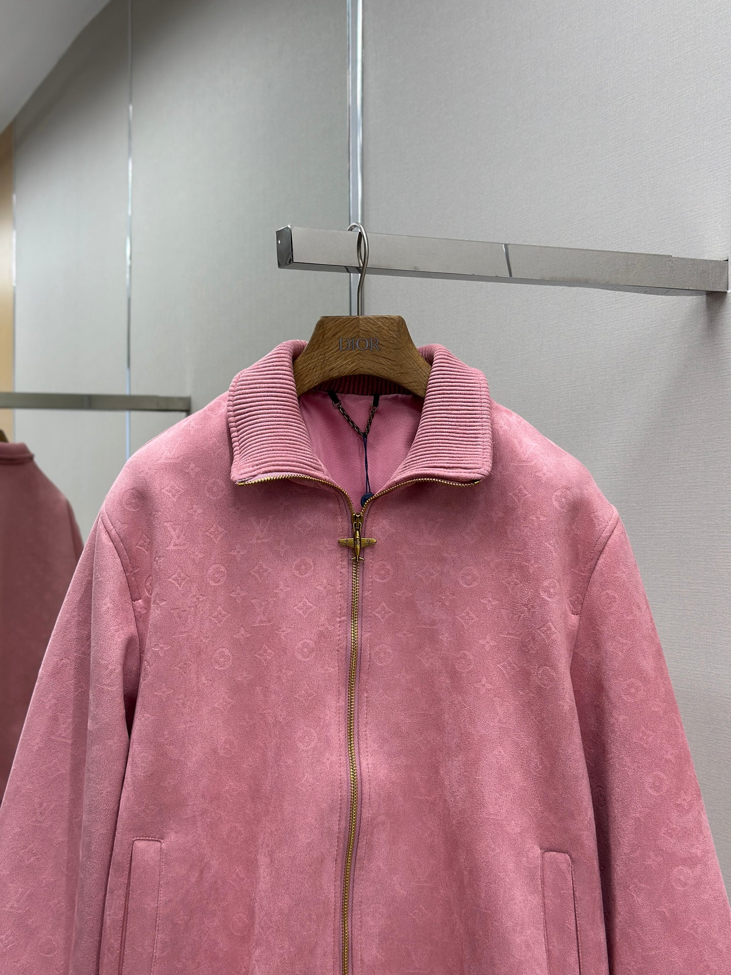LOUI*V Monogram Debossed Suede Tracksuit Jacket