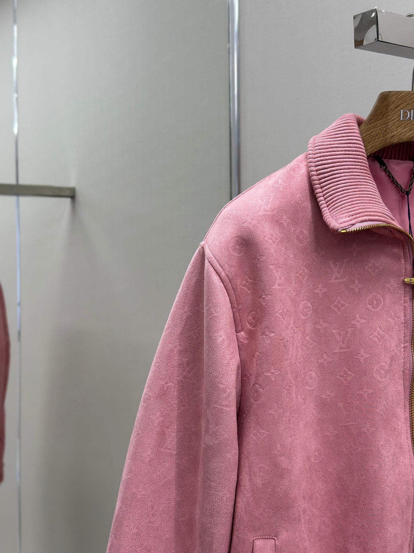 LOUI*V Monogram Debossed Suede Tracksuit Jacket