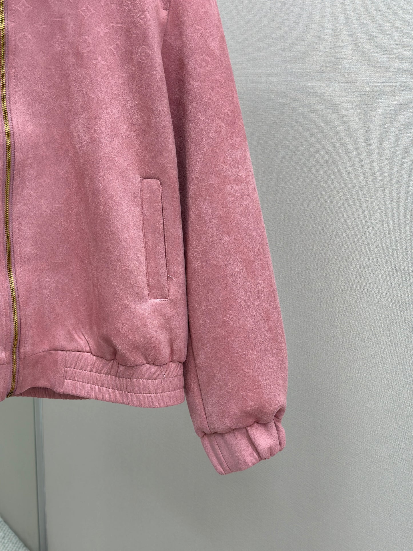 LOUI*V Monogram Debossed Suede Tracksuit Jacket