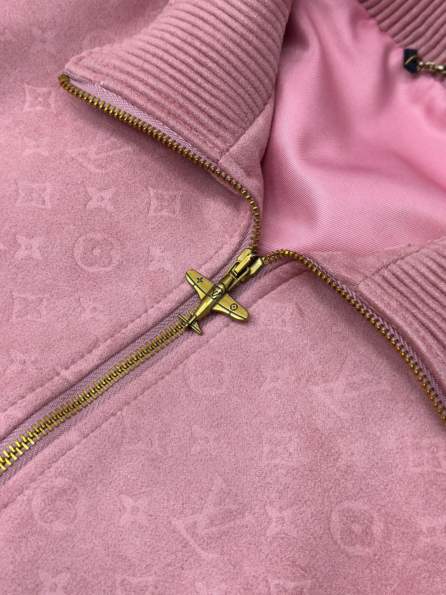 LOUI*V Monogram Debossed Suede Tracksuit Jacket