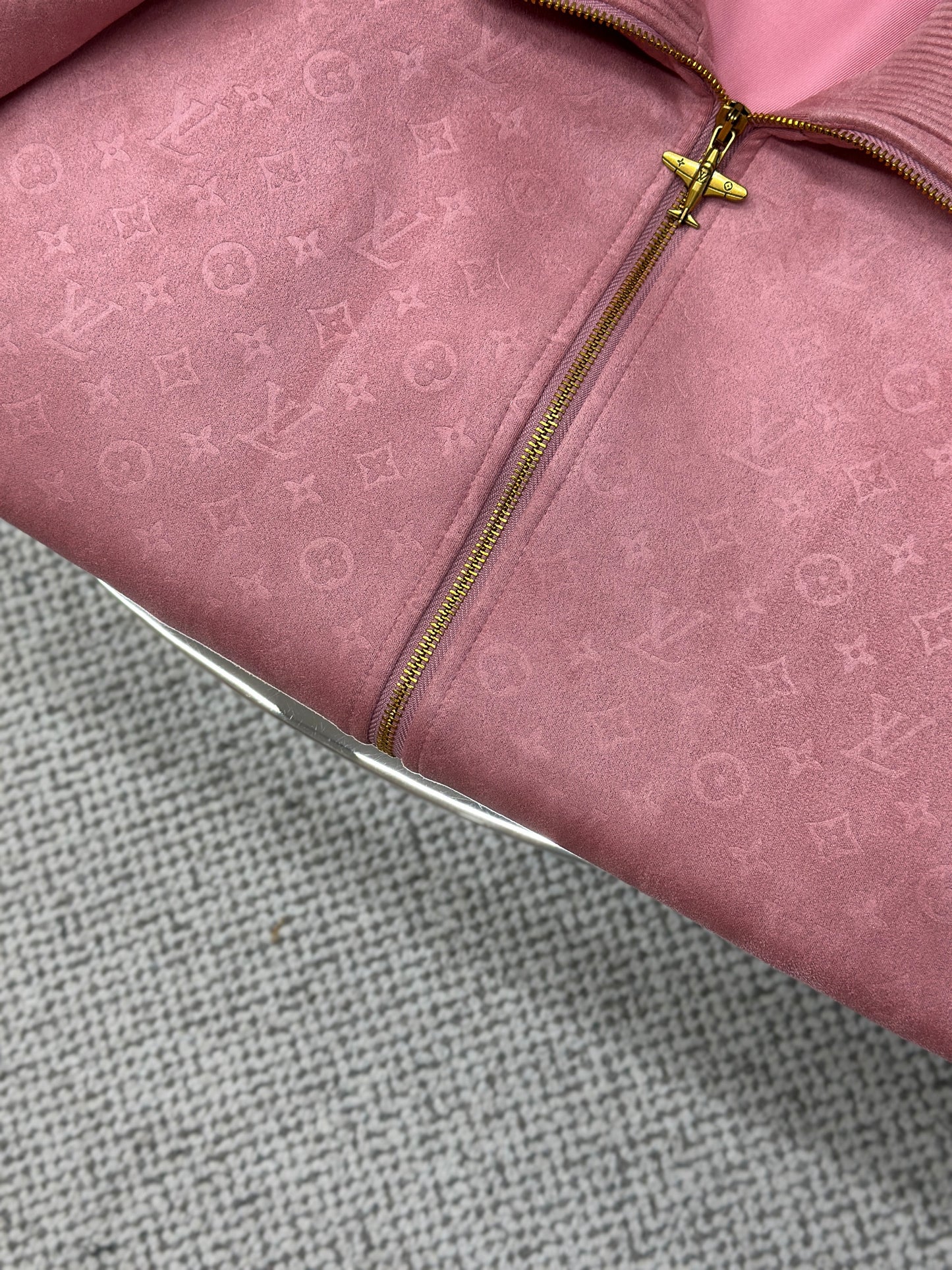 LOUI*V Monogram Debossed Suede Tracksuit Jacket