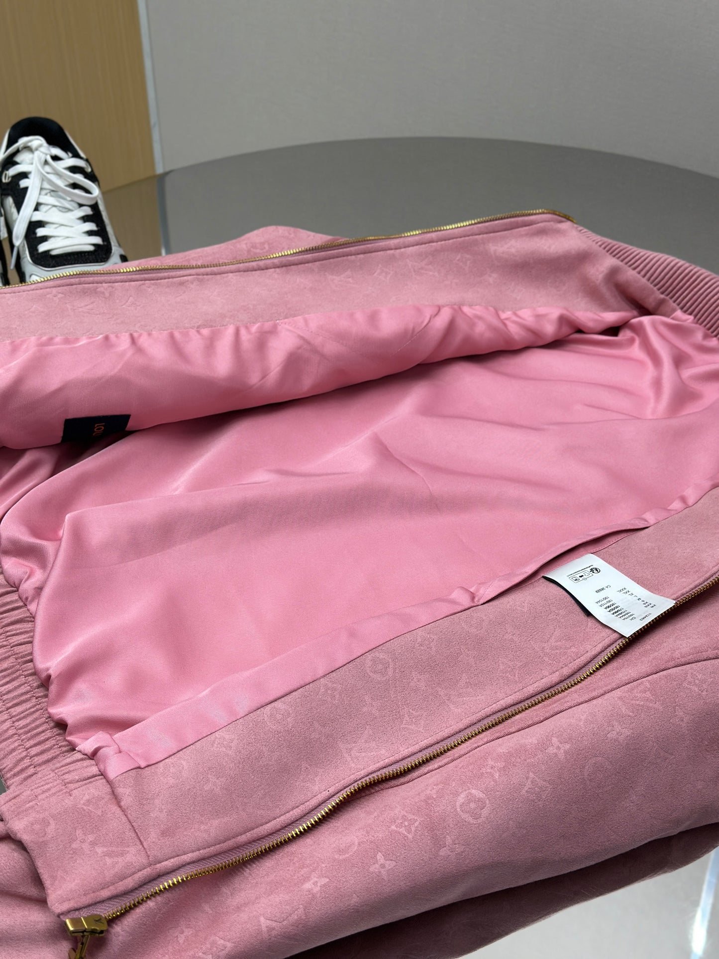LOUI*V Monogram Debossed Suede Tracksuit Jacket