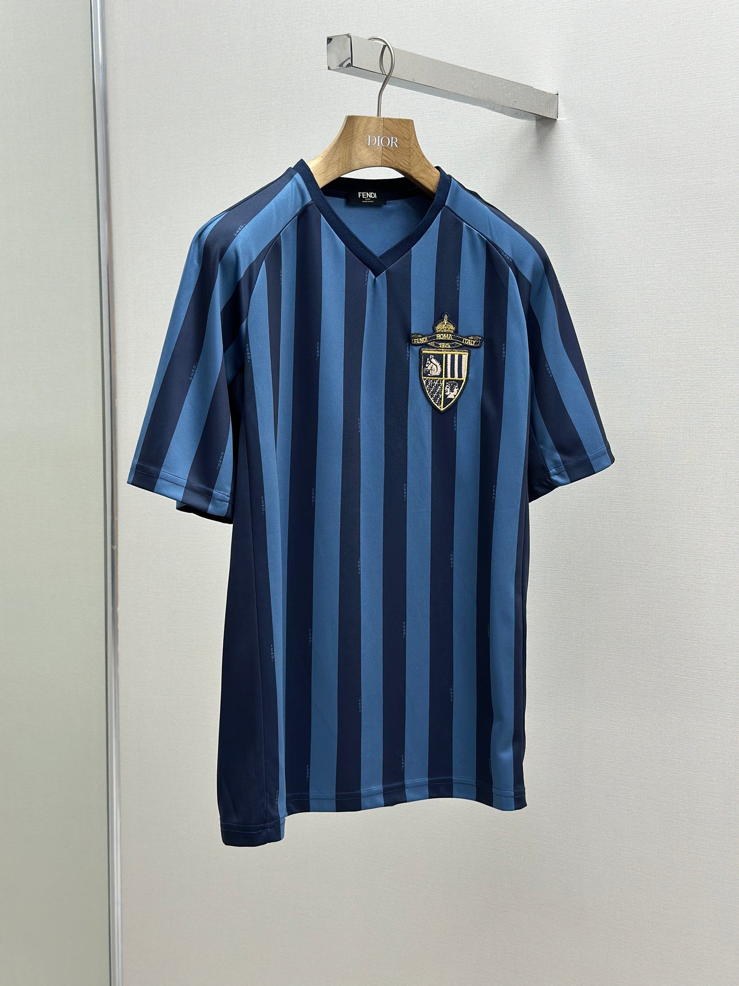 FEND1 Blue Pequin fabric T-shirt