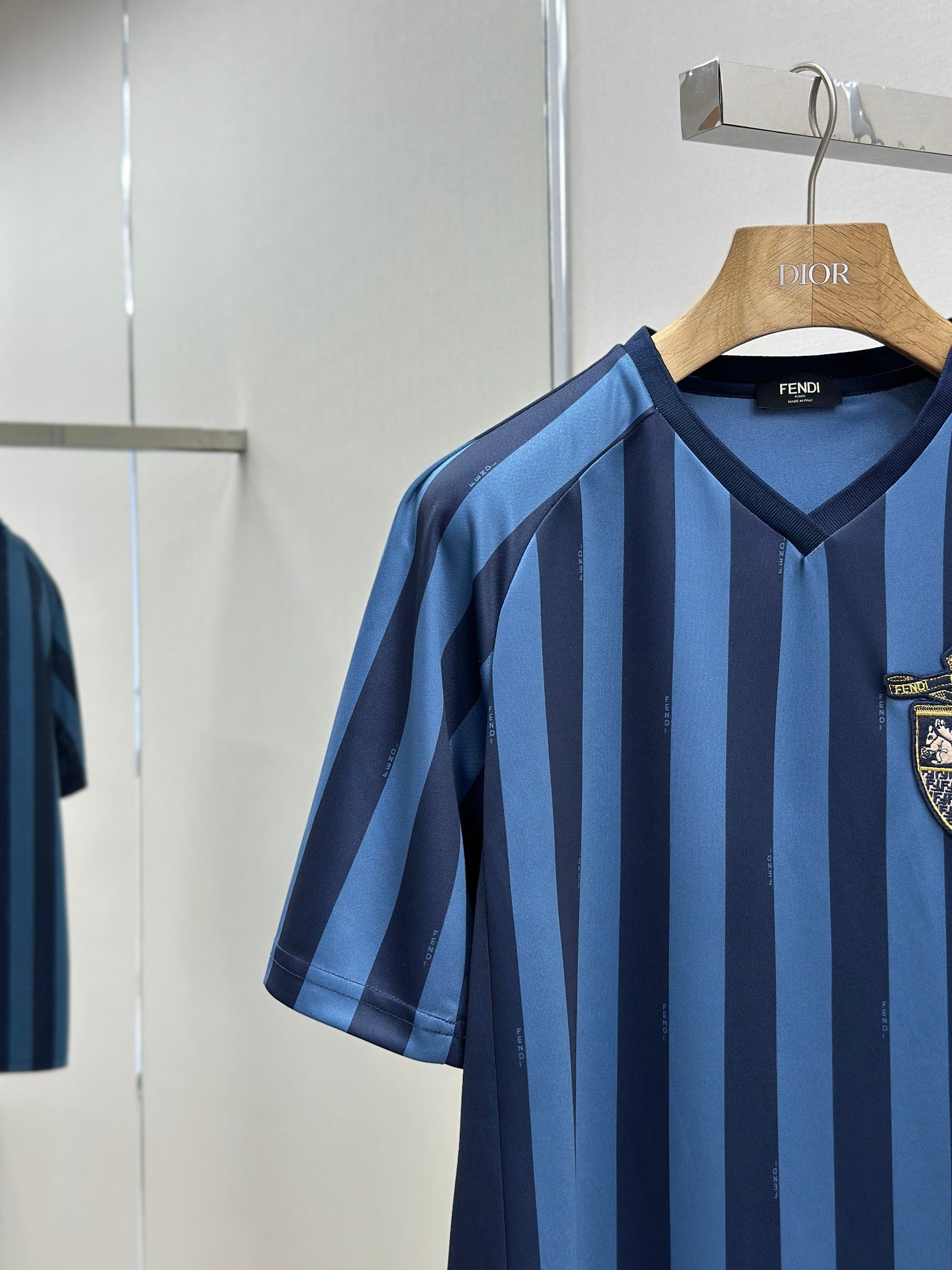 FEND1 Blue Pequin fabric T-shirt