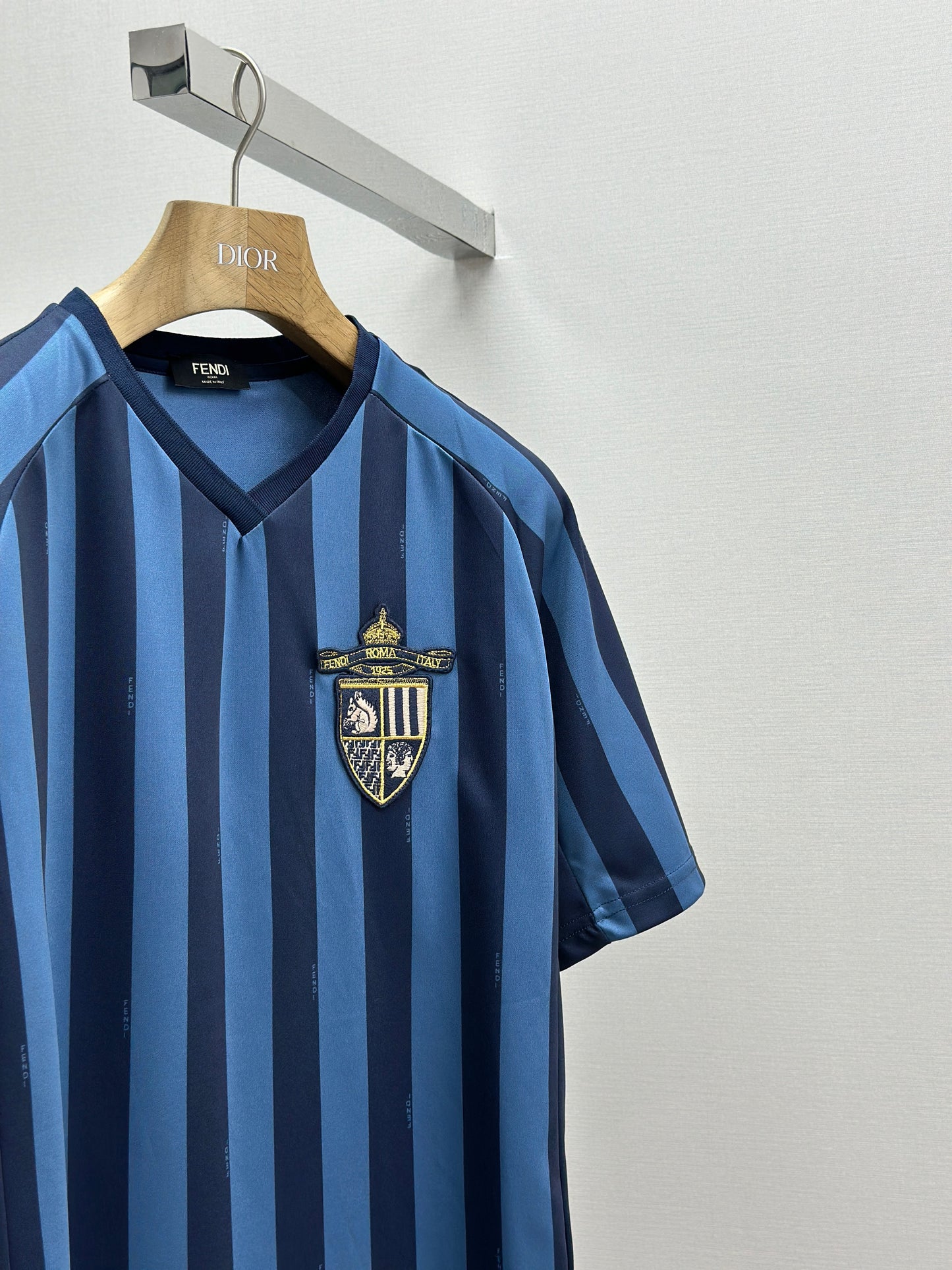 FEND1 Blue Pequin fabric T-shirt