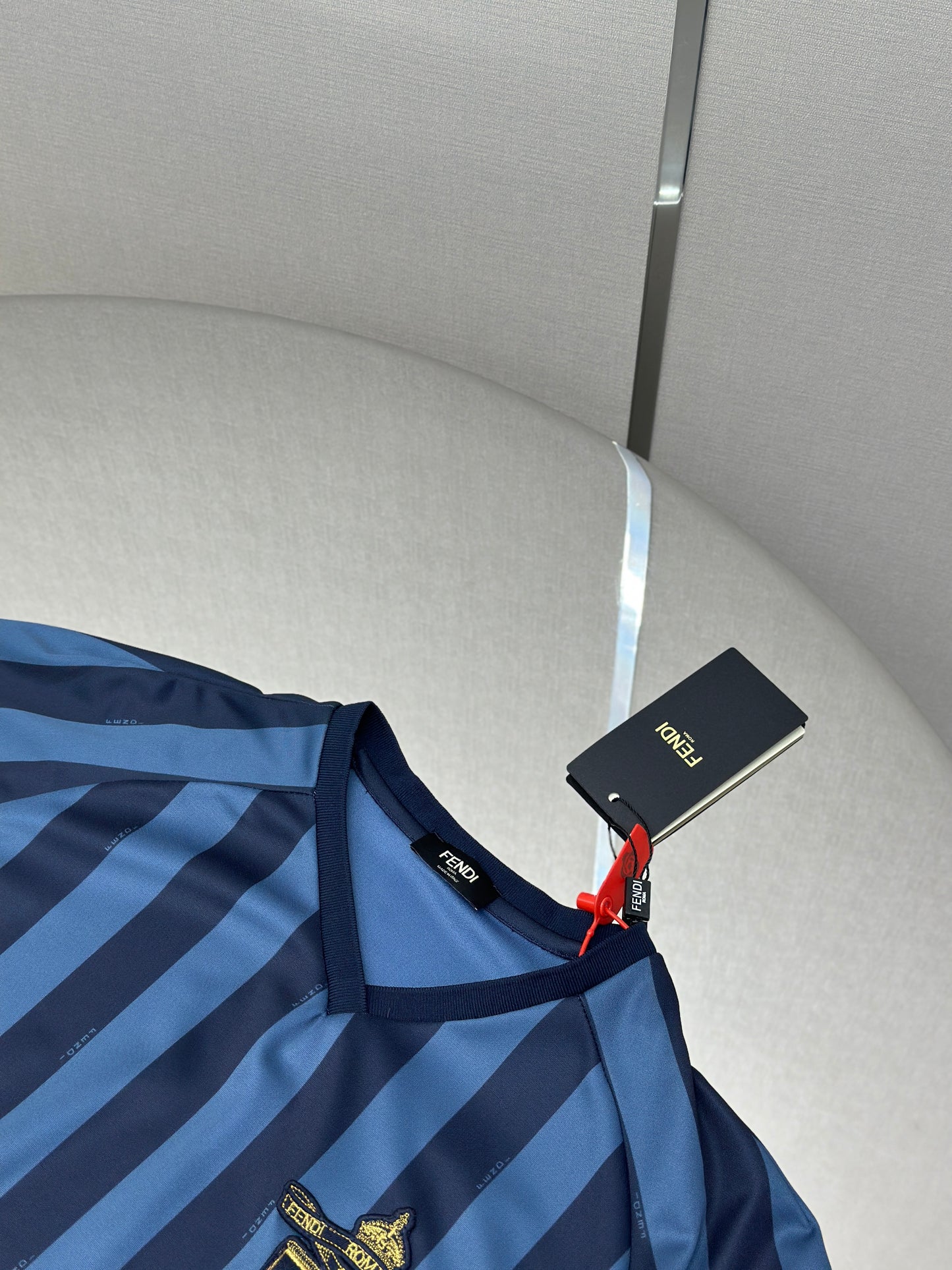 FEND1 Blue Pequin fabric T-shirt