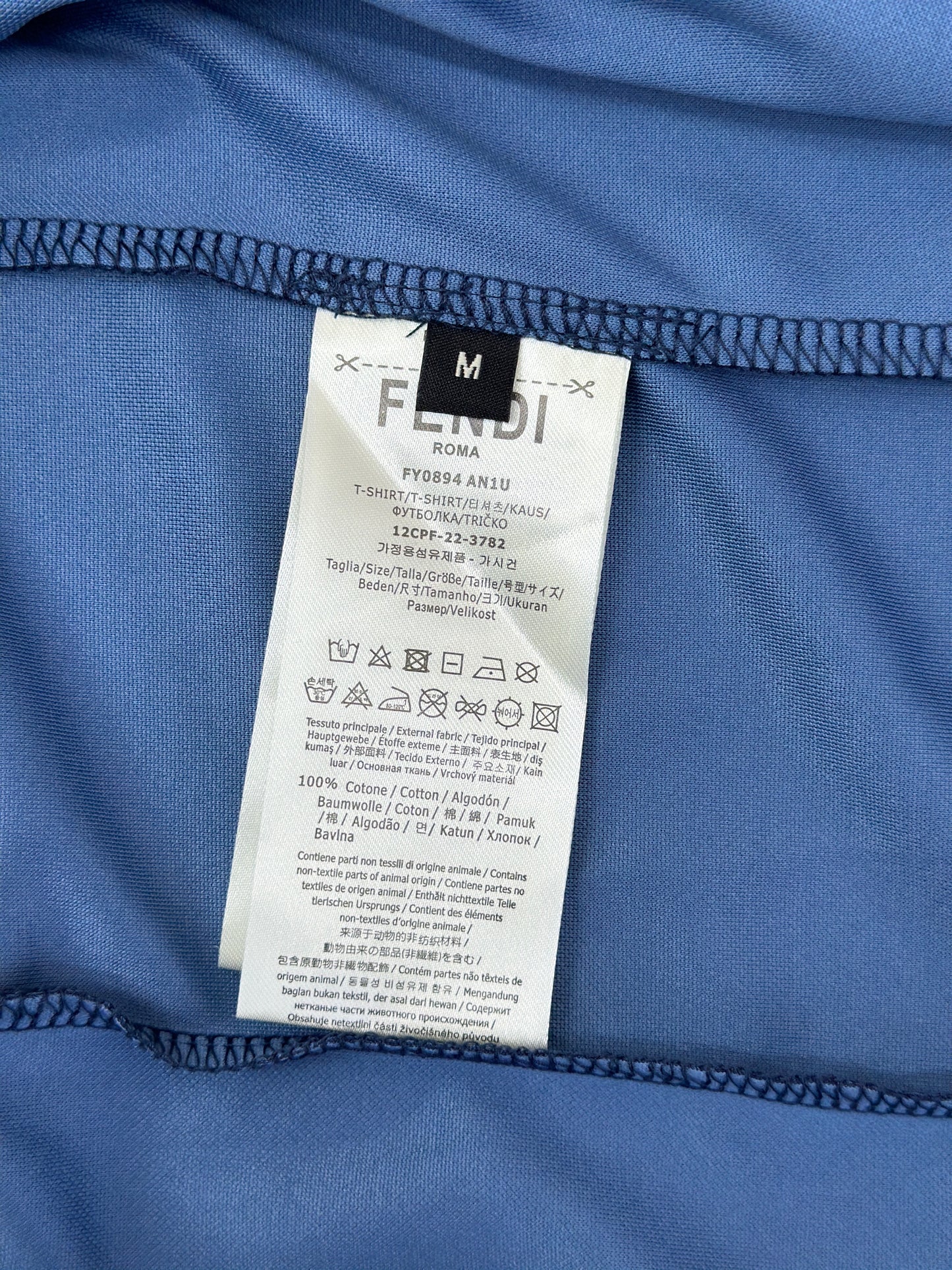 FEND1 Blue Pequin fabric T-shirt