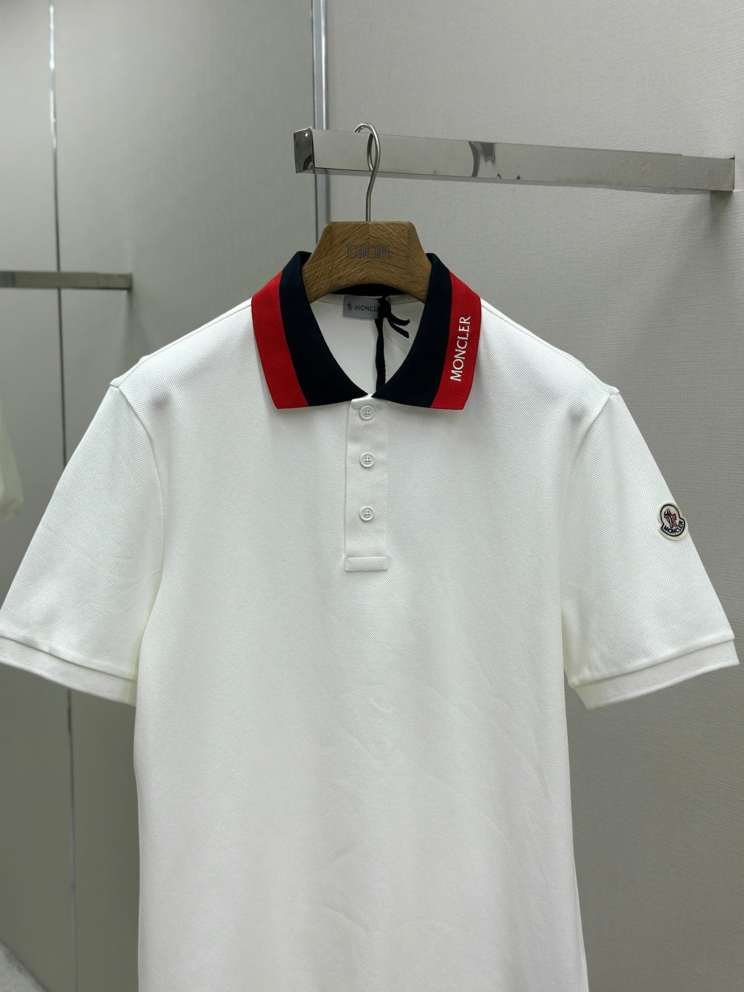 MONCL* Embroidered Logo Cotton Piquet Polo Shirt