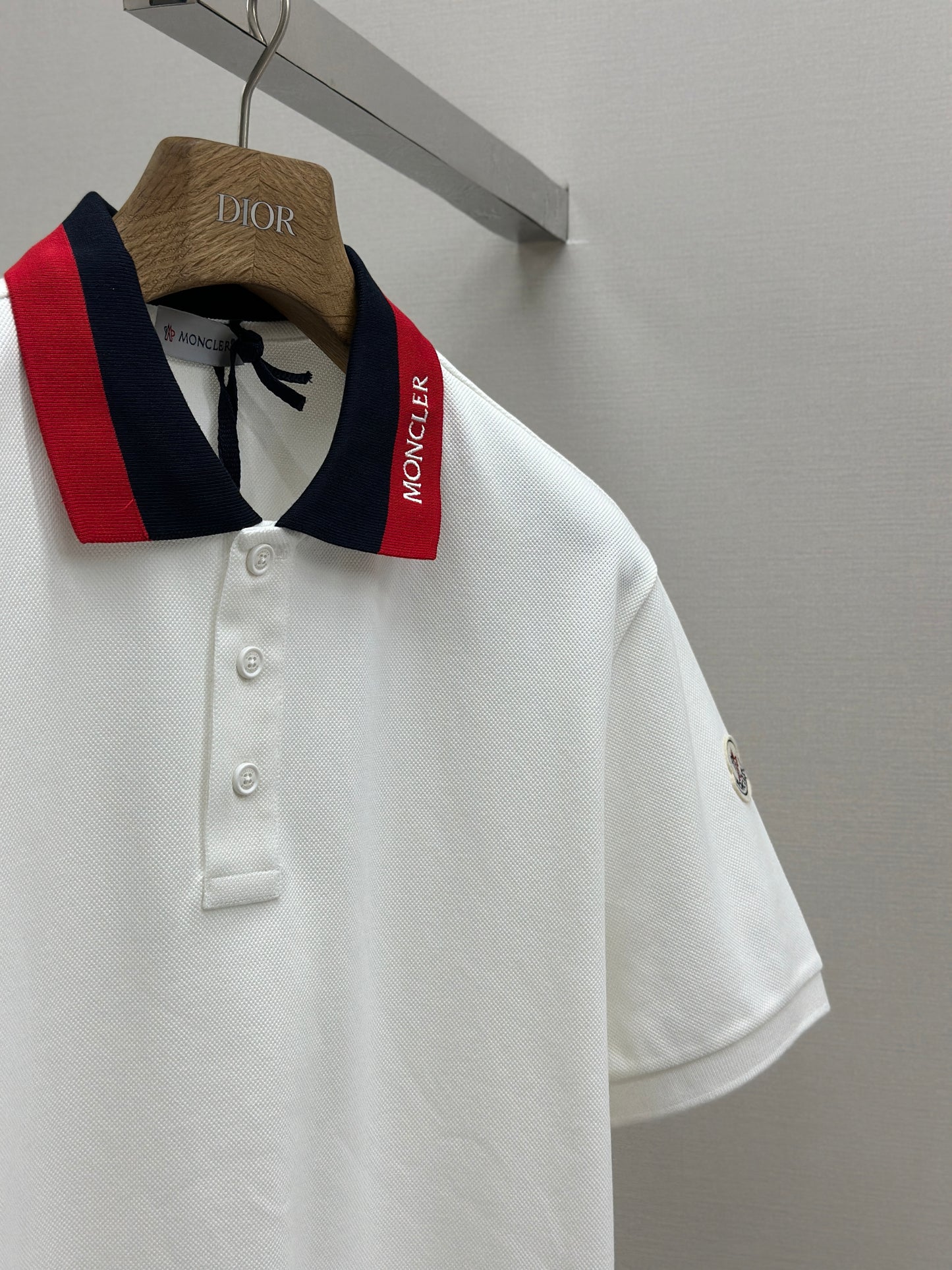MONCL* Embroidered Logo Cotton Piquet Polo Shirt