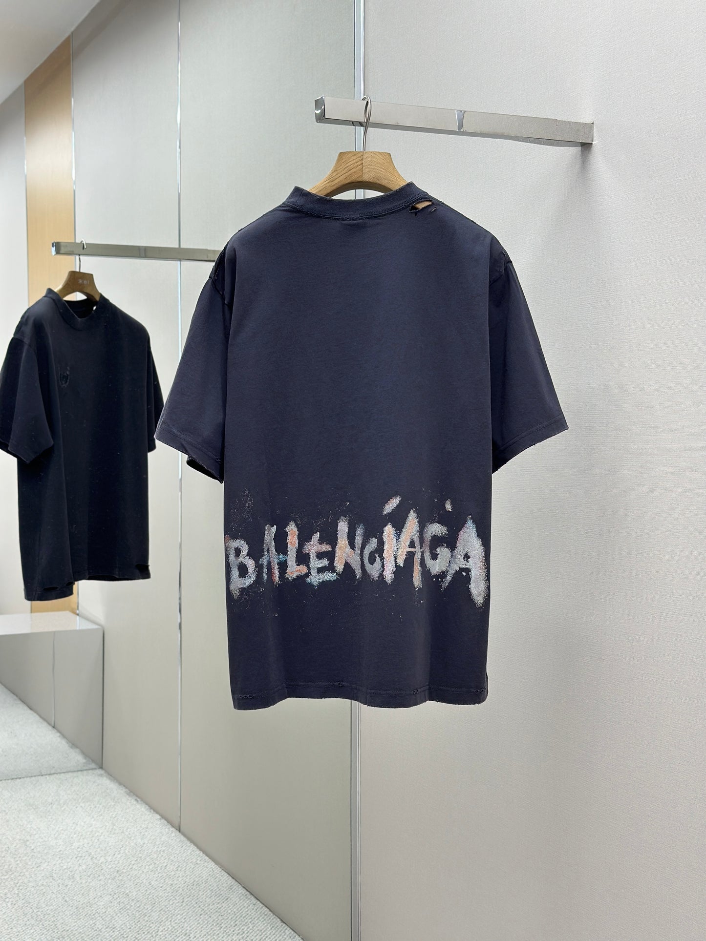 BALENC* Nail Polish Cropped T-shirt in Faded Black