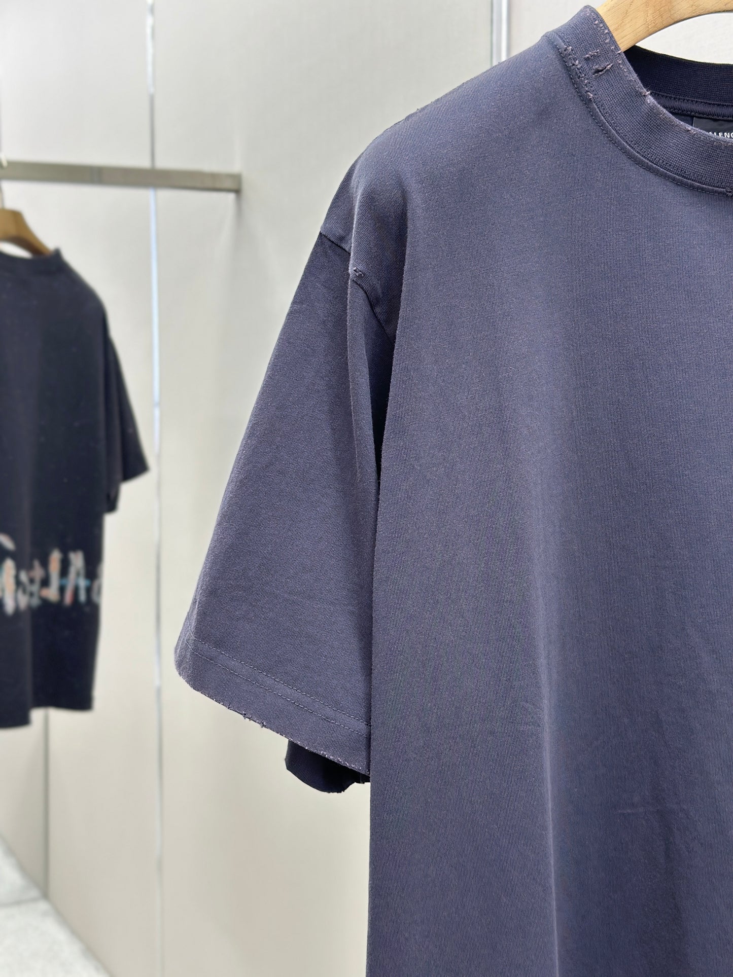 BALENC* Nail Polish Cropped T-shirt in Faded Black