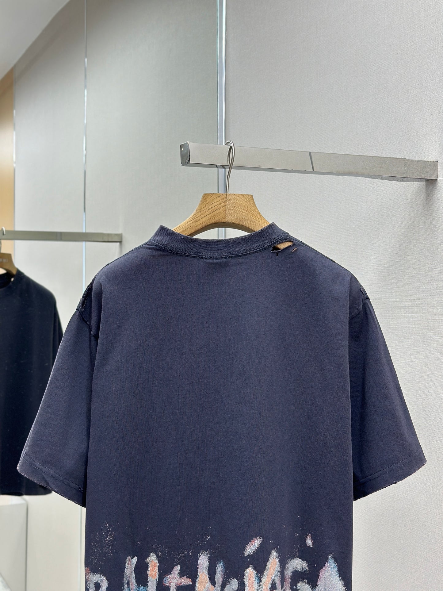 BALENC* Nail Polish Cropped T-shirt in Faded Black