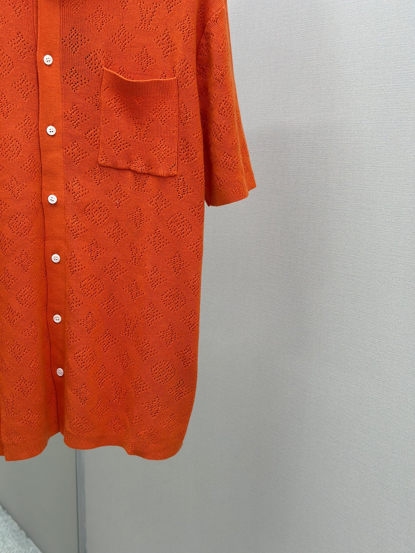 LOUI*V Monogram Pointelle Short-Sleeved Cotton Shirt
