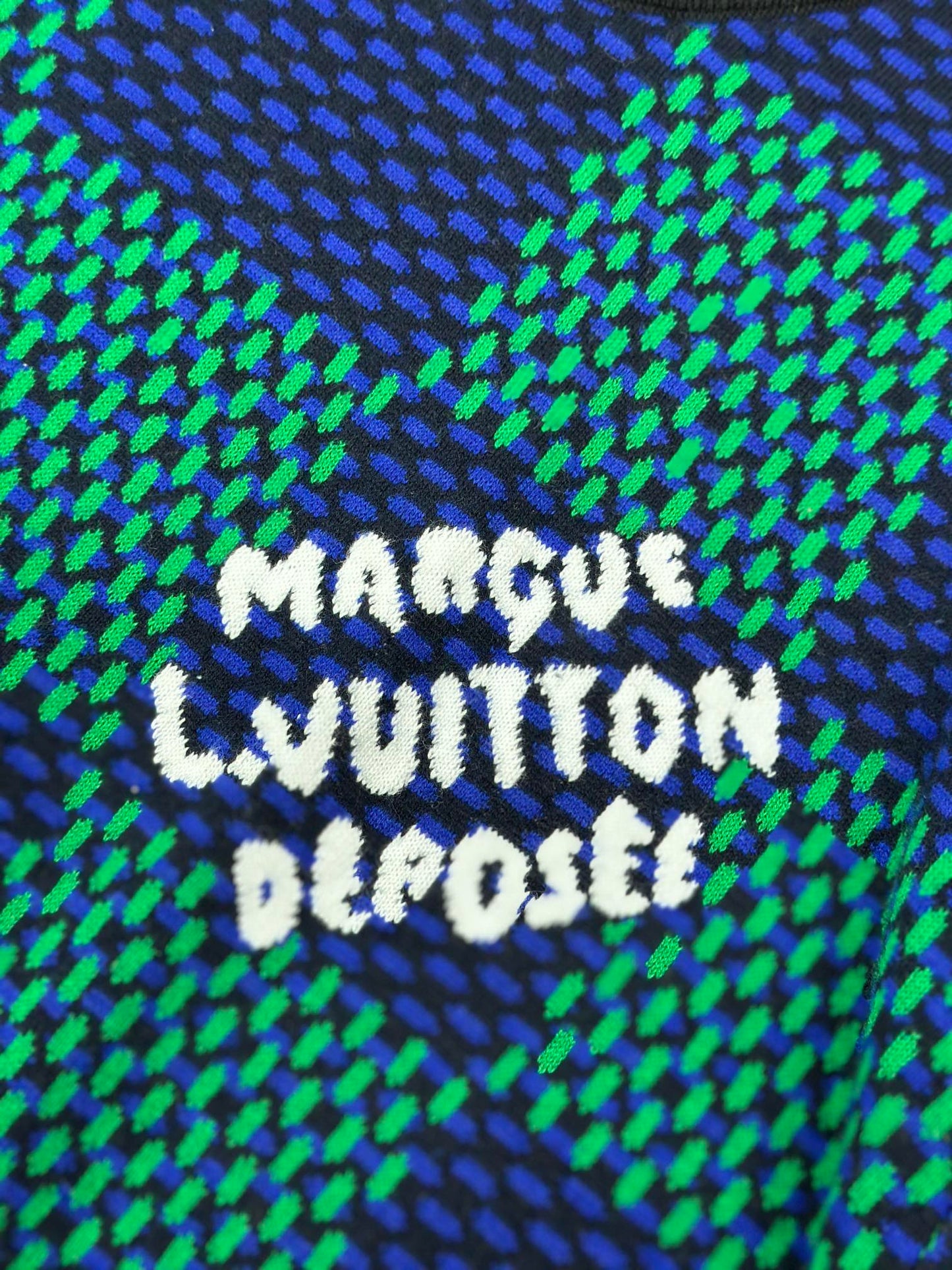 LOUI*V Jacquard Damier Short-Sleeved Cotton Crewneck