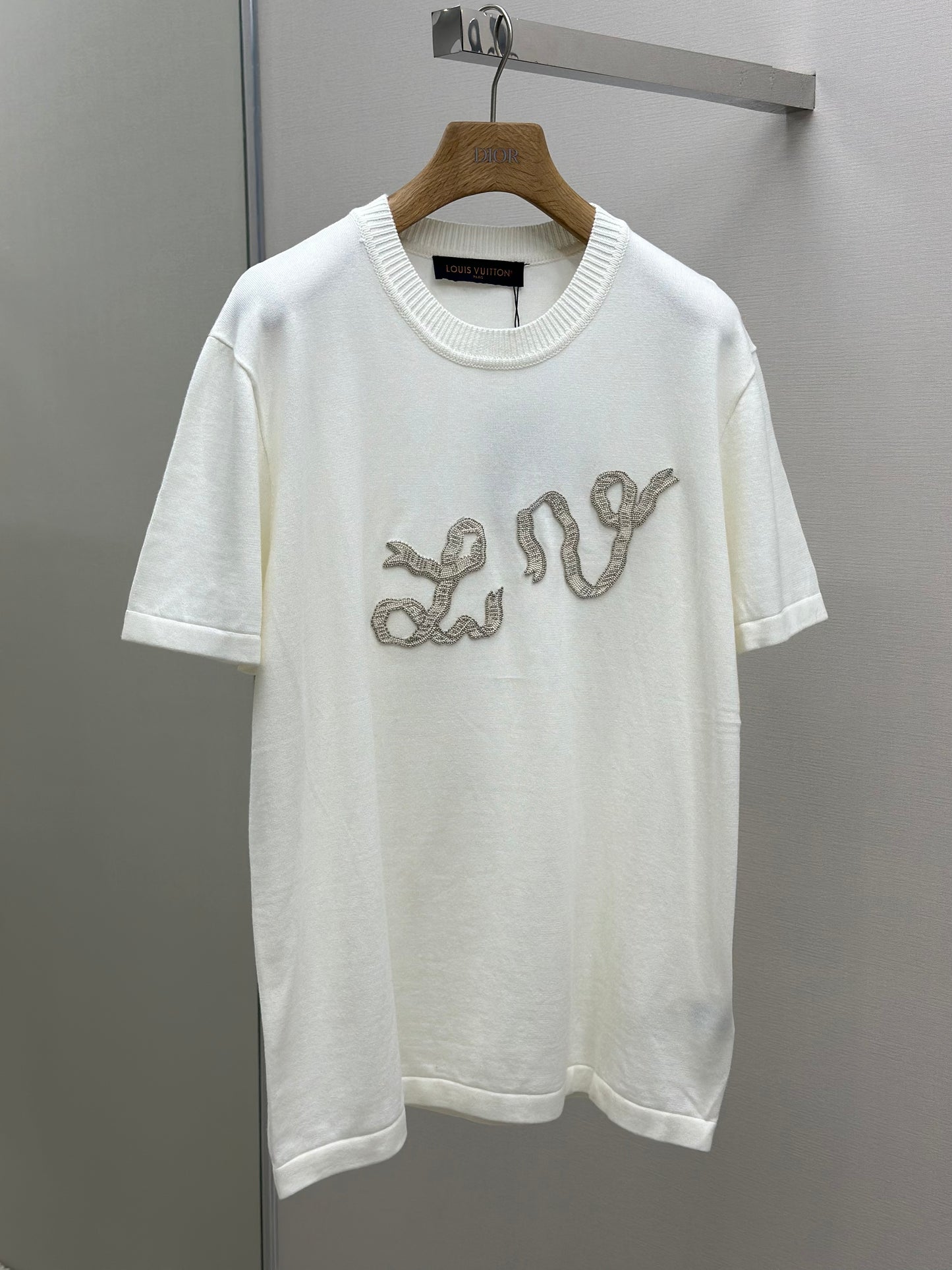 LOUI*V Embellished Short-Sleeved Cotton Crewneck