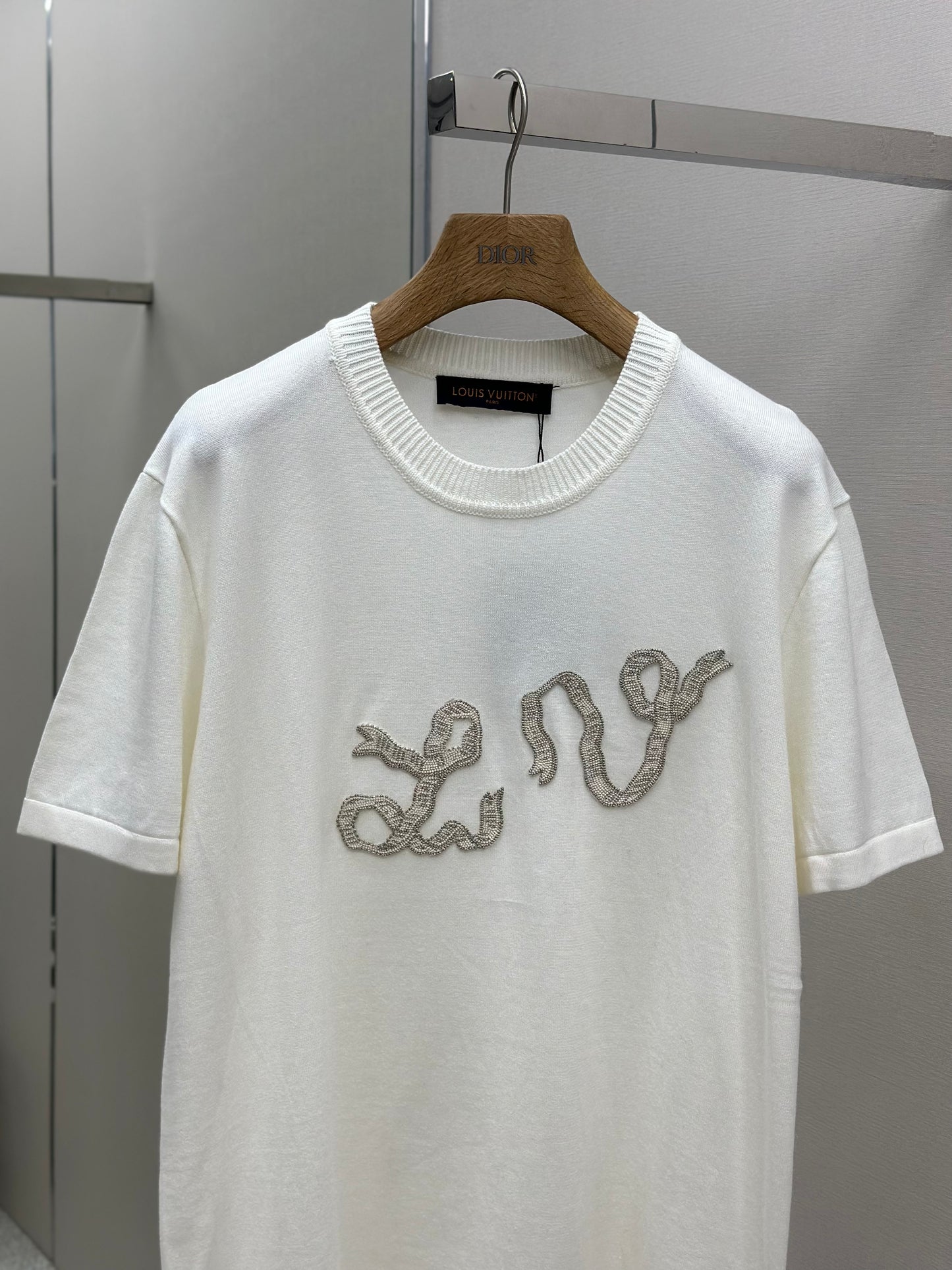 LOUI*V Embellished Short-Sleeved Cotton Crewneck