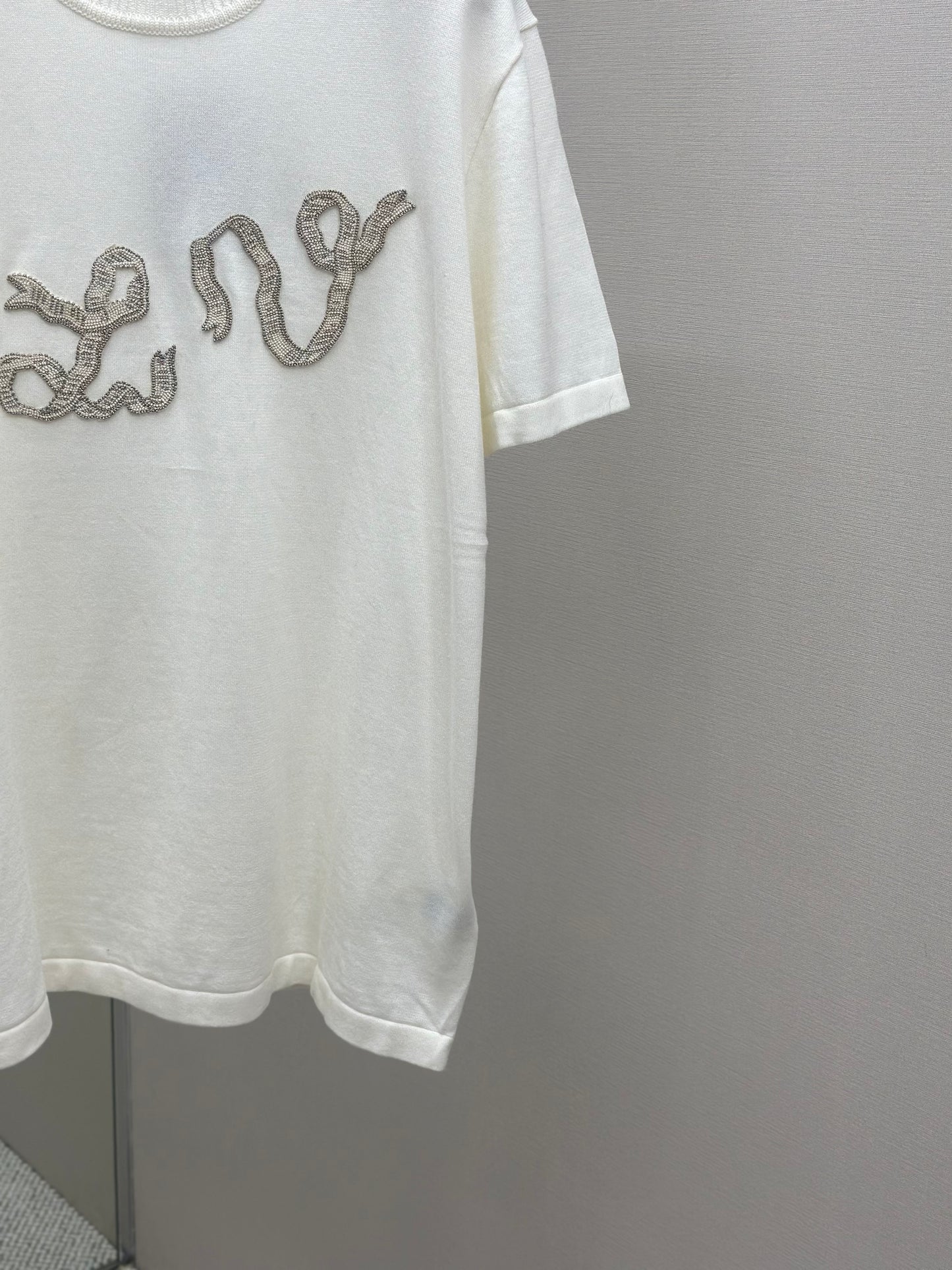 LOUI*V Embellished Short-Sleeved Cotton Crewneck
