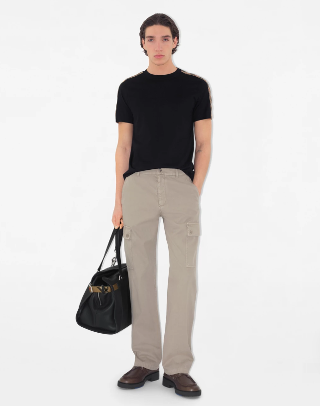 BURB* Check Trim Cotton T-shirt