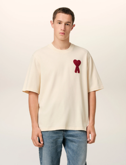 AM1 Beige Cotton  Patch T-Shirt