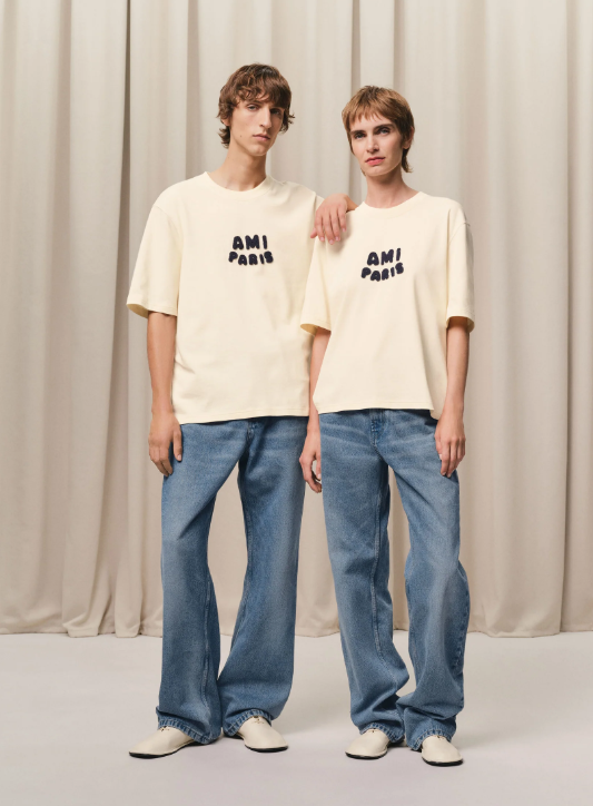 Am1 Paris Beige Cotton  Patch T-Shirt
