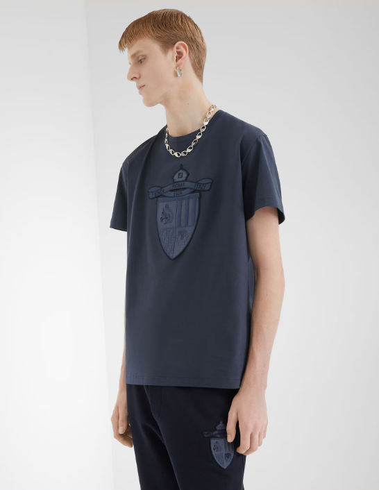 FEND1  Crest embroidered cotton t-shirt