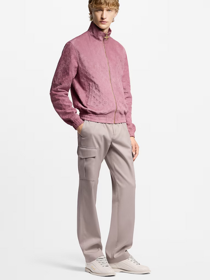 LOUI*V Monogram Debossed Suede Tracksuit Jacket