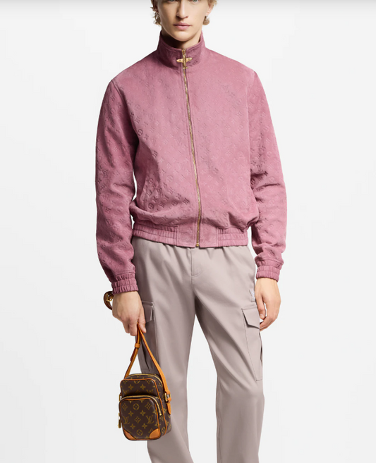 LOUI*V Monogram Debossed Suede Tracksuit Jacket