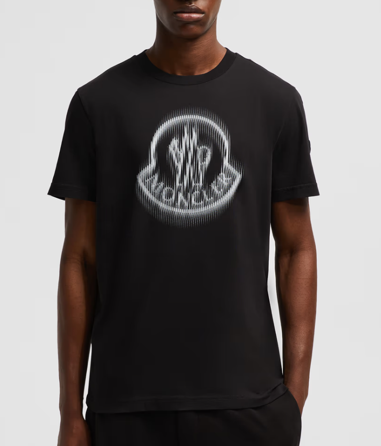 MONCL* Blurred Logo Cotton T-Shirt