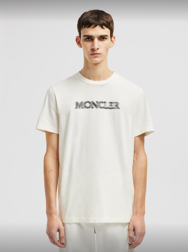 MONCL*  Blurred Logo Cotton T-Shirt