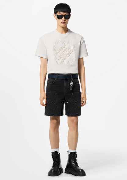 LOUI*V  Embroidered Signature Cotton T-Shirt