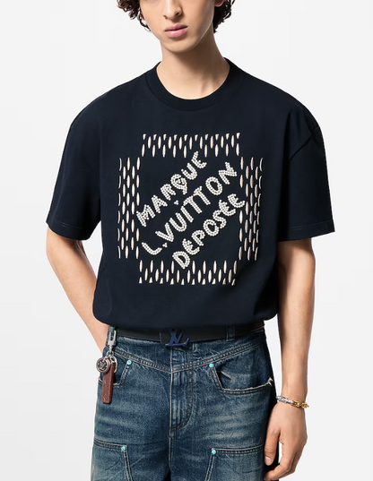 LOUI*V  Embroidered Signature Cotton T-Shirt