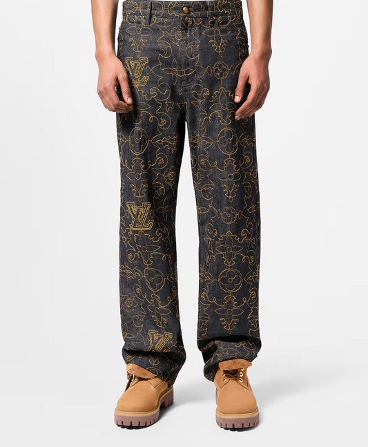 LOUI*V Embroidered Denim Pants