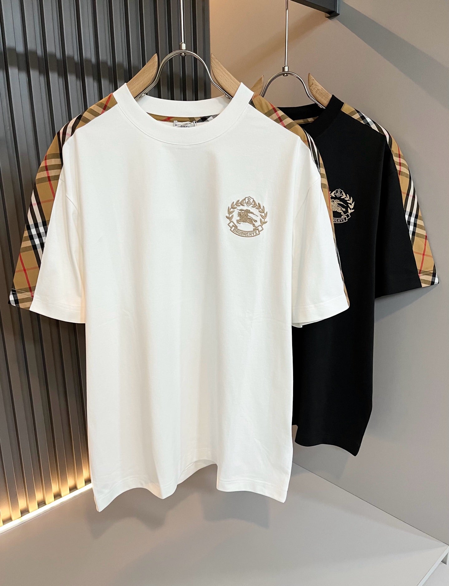 BURB* 2025ss cotton plaid canvas t-shirt
