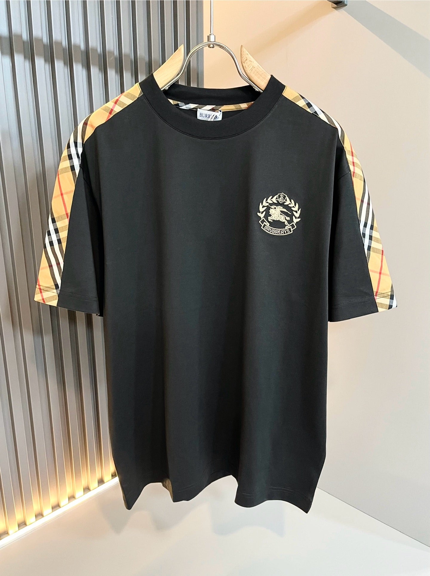 BURB* 2025ss cotton plaid canvas t-shirt