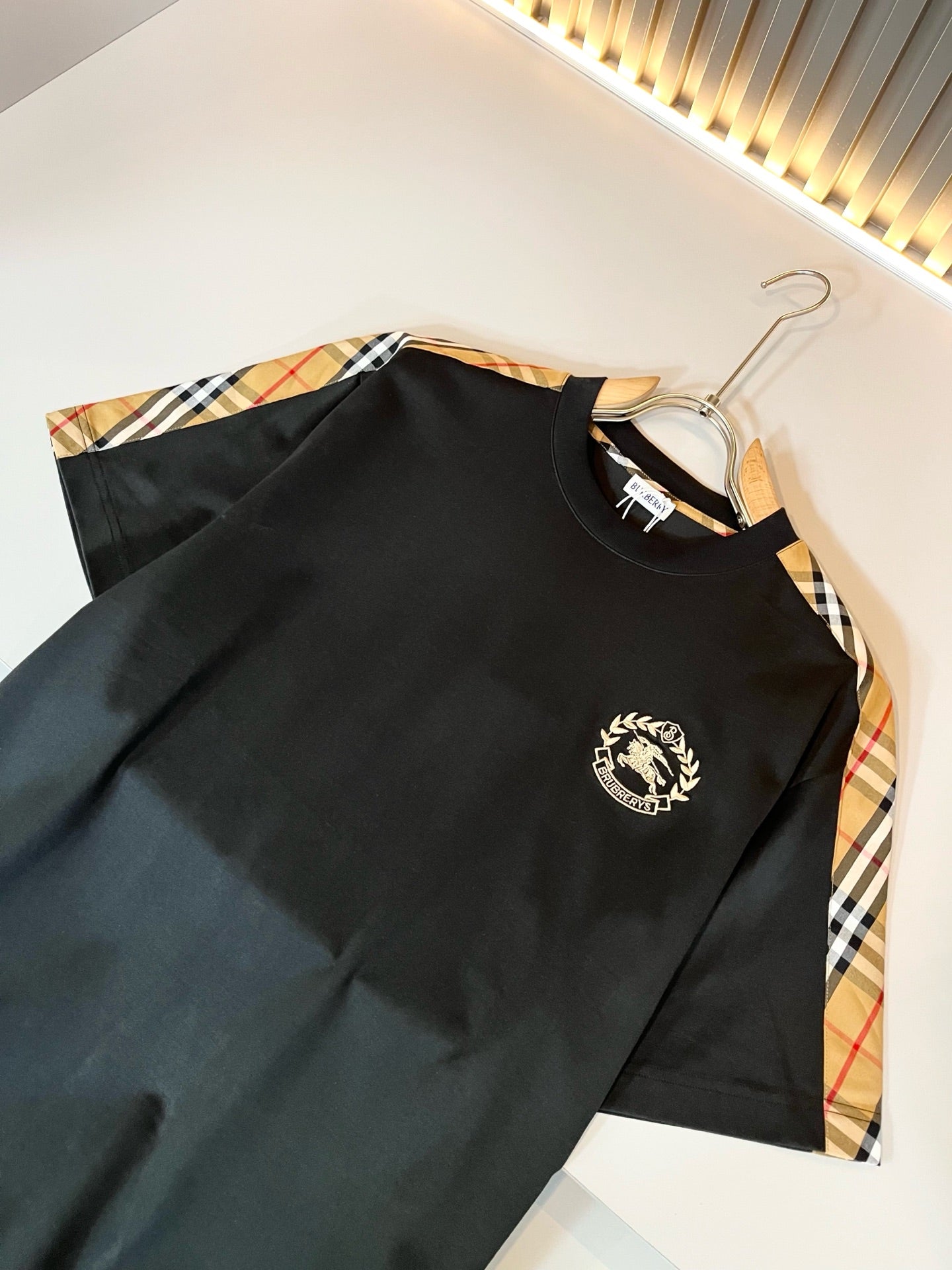 BURB* 2025ss cotton plaid canvas t-shirt