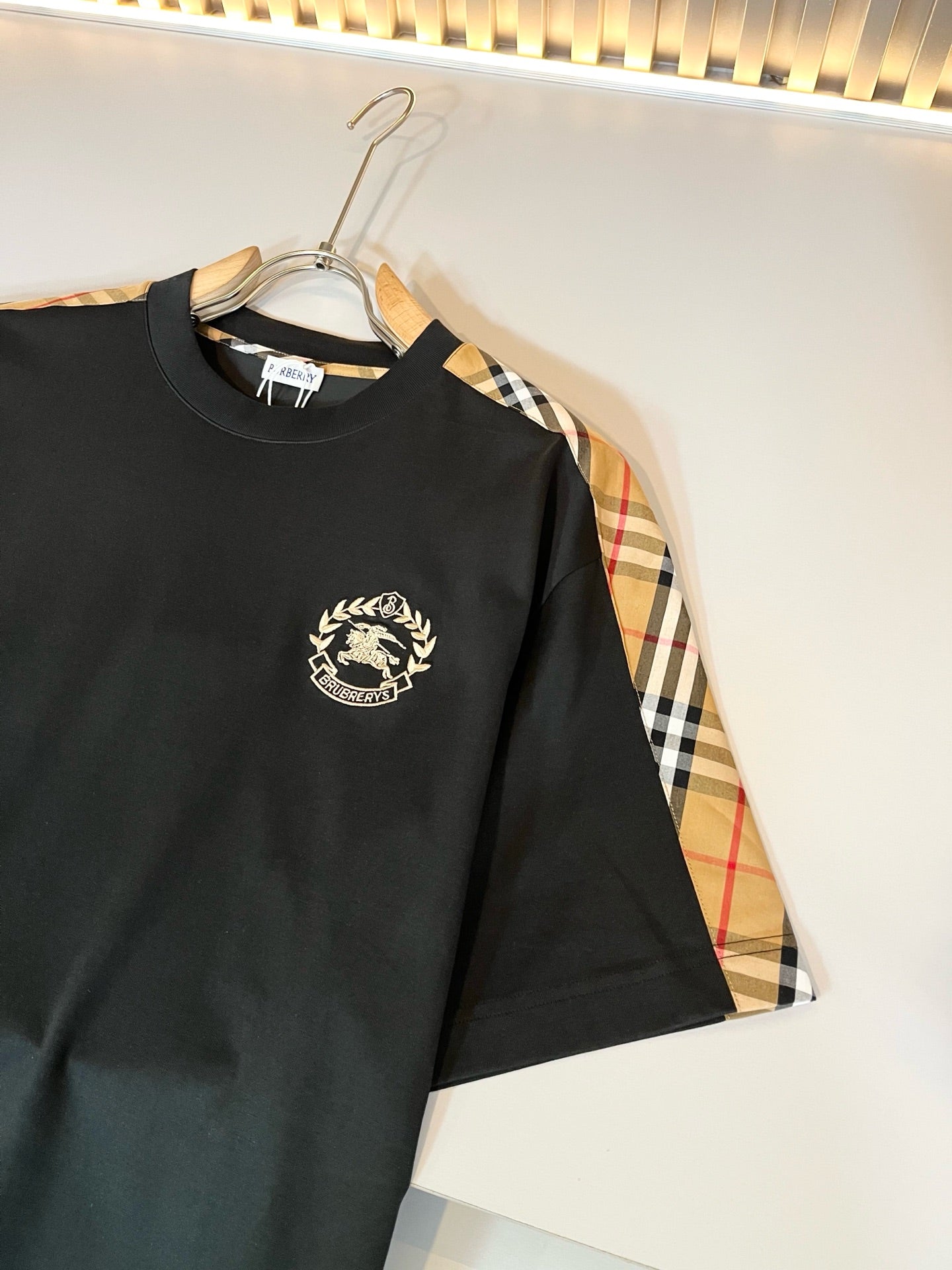 BURB* 2025ss cotton plaid canvas t-shirt
