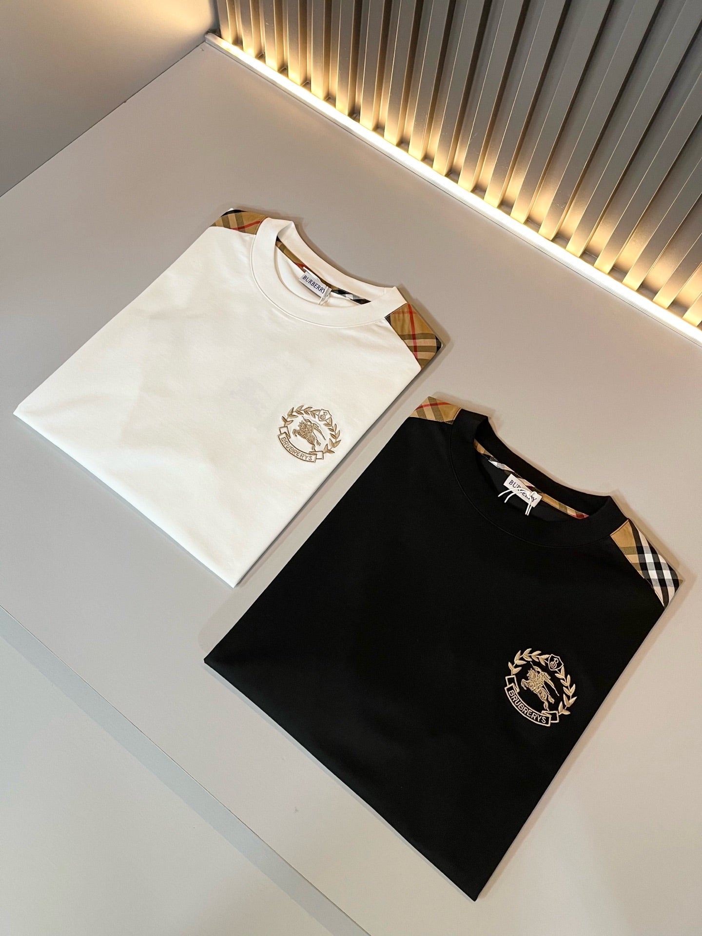 BURB* 2025ss cotton plaid canvas t-shirt