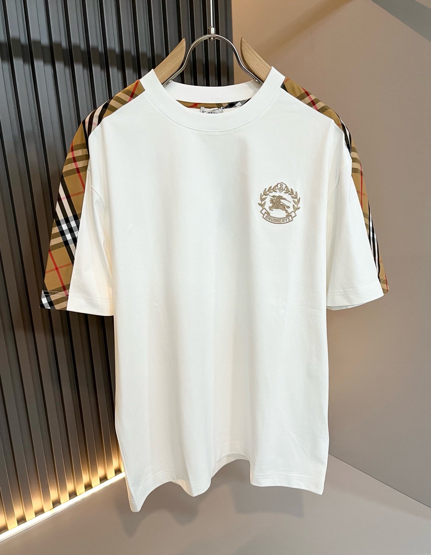 BURB* 2025ss cotton plaid canvas t-shirt