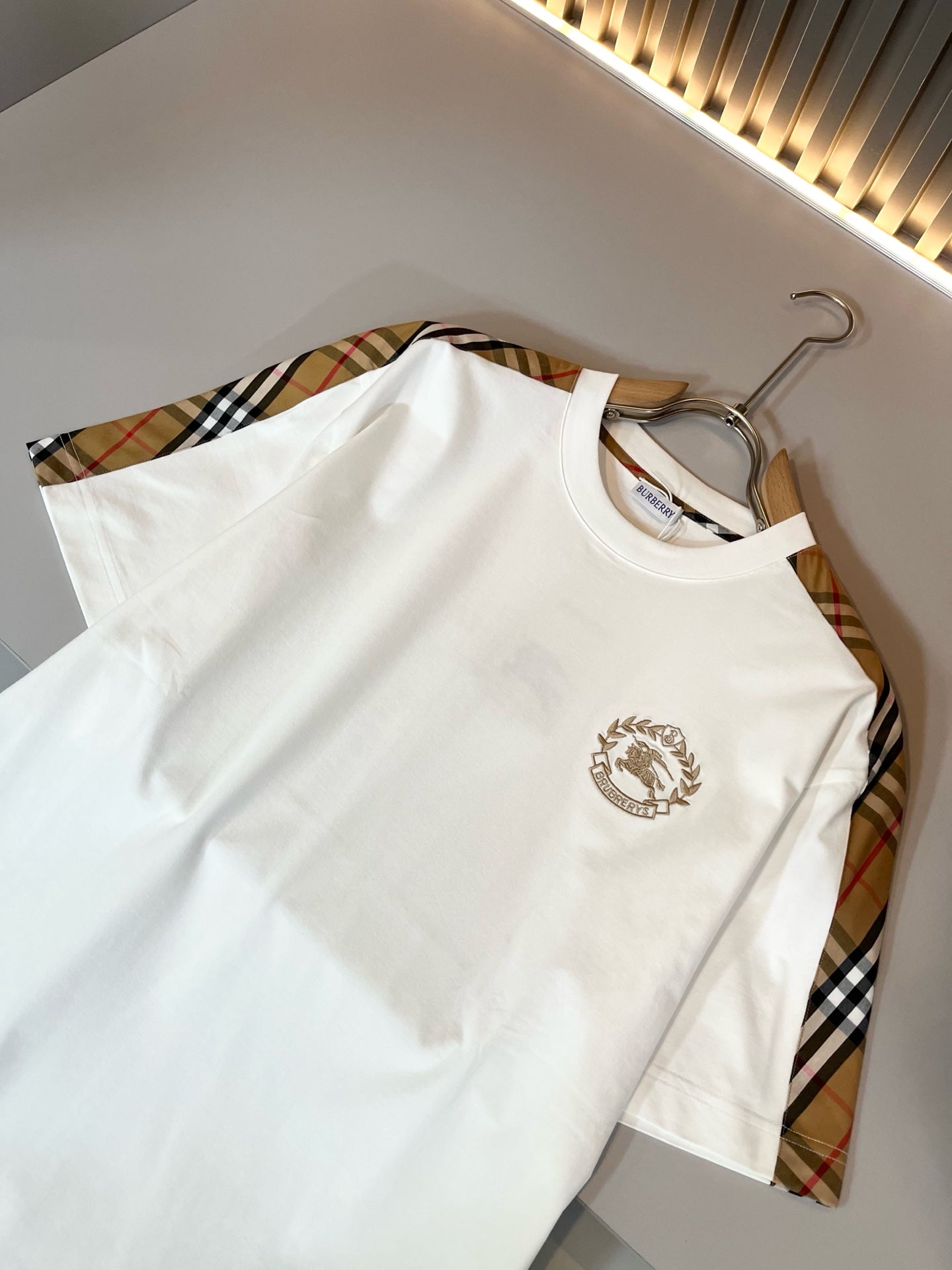 BURB* 2025ss cotton plaid canvas t-shirt
