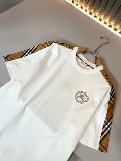 BURB* 2025ss cotton plaid canvas t-shirt