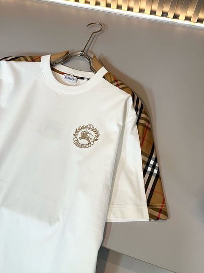 BURB* 2025ss cotton plaid canvas t-shirt