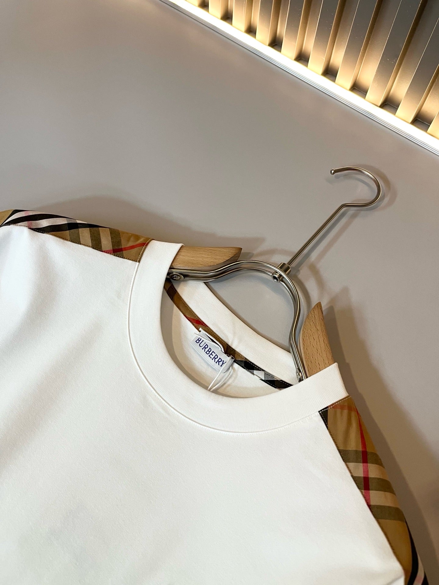 BURB* 2025ss cotton plaid canvas t-shirt