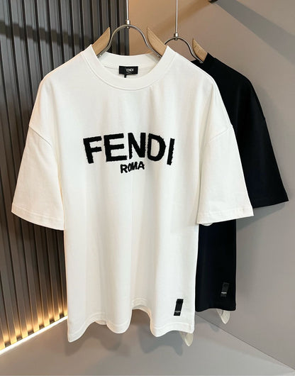 FEN* 2025ss letter logo embroidered t-shirt